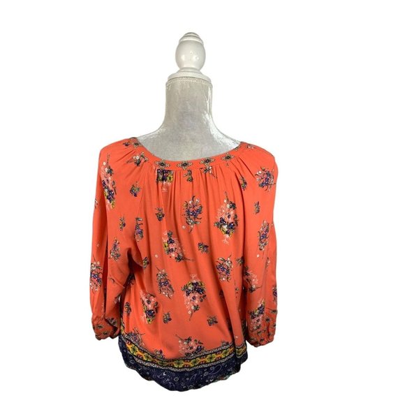 Fig and Flower Boho Peasant Blouse Mixed Prints Floral Geometric Cottagecore L - Picture 5 of 10